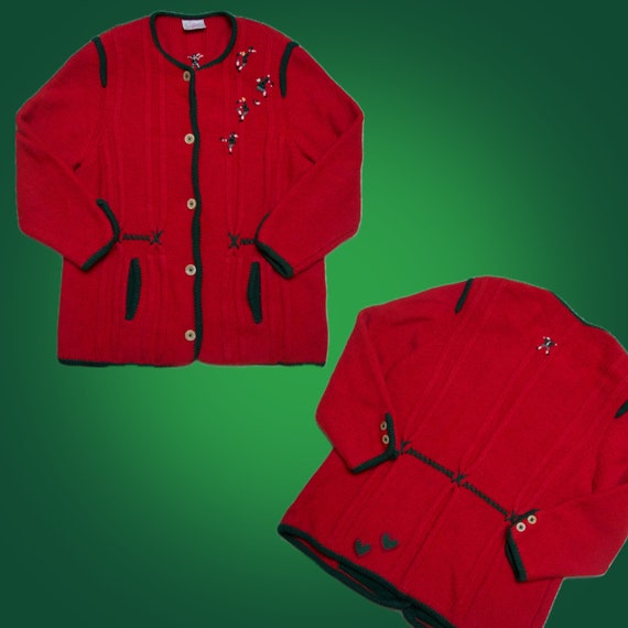 90s Traditional Mountain Jacket Red Wool - Embroi… - image 2