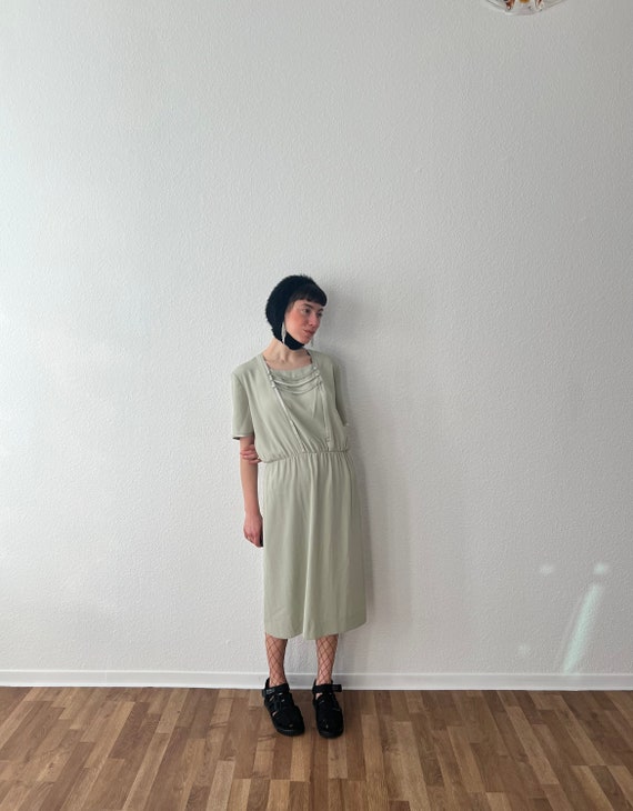 cocktail dress soft mint, pastel toned matte 80s … - image 3