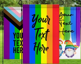 Personalized Gay Pride Garden Flag - Rainbow Yard Sign - LGBTQ Flag, Lesbian, Transgender Lawn Sign - Indoor, Outdoor Pride Decoration