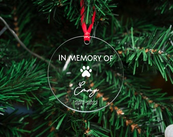 Personalized Dog Memorial Ornament W/ Name & Date,  Gift for Dog Mom, Pet Acrylic Ornament, Custom Pet Memorial Keepsake - D3