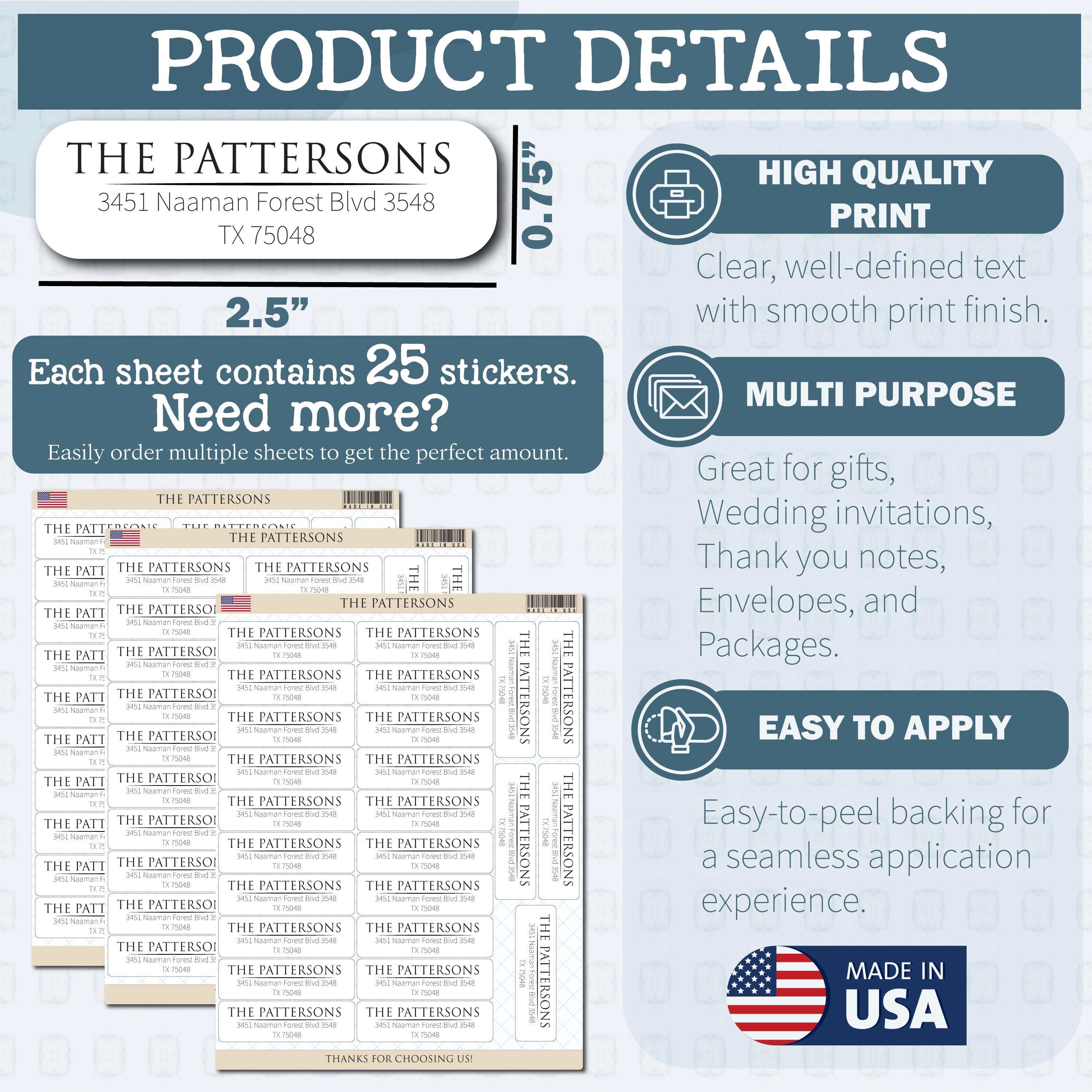 Personalized Return Address Labels - 8 Designs - Custom Address ...