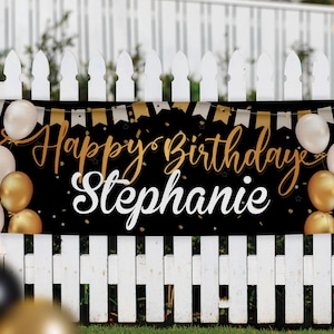 Custom Birthday Banner with Name, Birthday Banner Personalized, Birthday Decor for Men, Woman, Kids