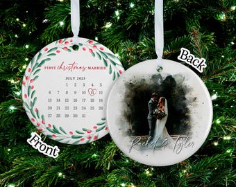 Our First Christmas As Mr & Mrs Ornament, 1st Christmas Married Photo Ornament for Newlywed, First Christmas Married Couple Ornament 2025
