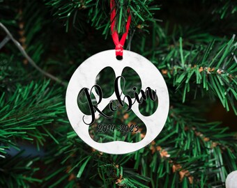 Personalized Dog Memorial Ornament W/ Name & Date,  Gift for Dog Mom, Pet Acrylic Ornament, Custom Pet Memorial Keepsake - D4