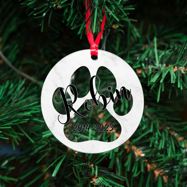 Personalized Dog Memorial Ornament W/ Name & Date,  Gift for Dog Mom, Pet Acrylic Ornament, Custom Pet Memorial Keepsake - D4