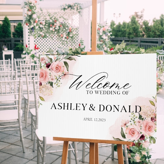 Wedding Welcome Sign Personalized, Bride & Groom, Custom Wedding