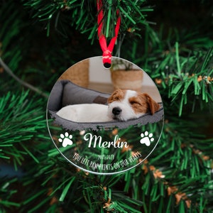 Custom Dog Memorial Ornament W/ Photo, Personalized Dog Ornament, Gift for Dog Mom, Pet Acrylic Ornament, Custom Pet Memorial Keepsake - D2