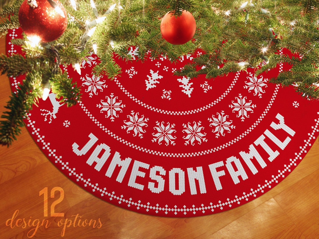 Personalized Christmas Tree Skirt 36 Inches, 12 Designs Family Tree