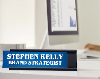 Custom Name Desk Plate, Personalized Name Plate, Office Gifts, Optional Holder, Office Desk Accessories