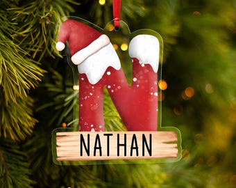 Personalized Christmas Name Letter Ornament 2025, Custom Christmas Tag, Stocking Tag, Custom Cookie Name Ornament, Kids Ornament