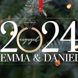 Personalized Engagement Ornament - Our First Christmas Engaged, Christmas Ornaments 2024, Engagement Gifts