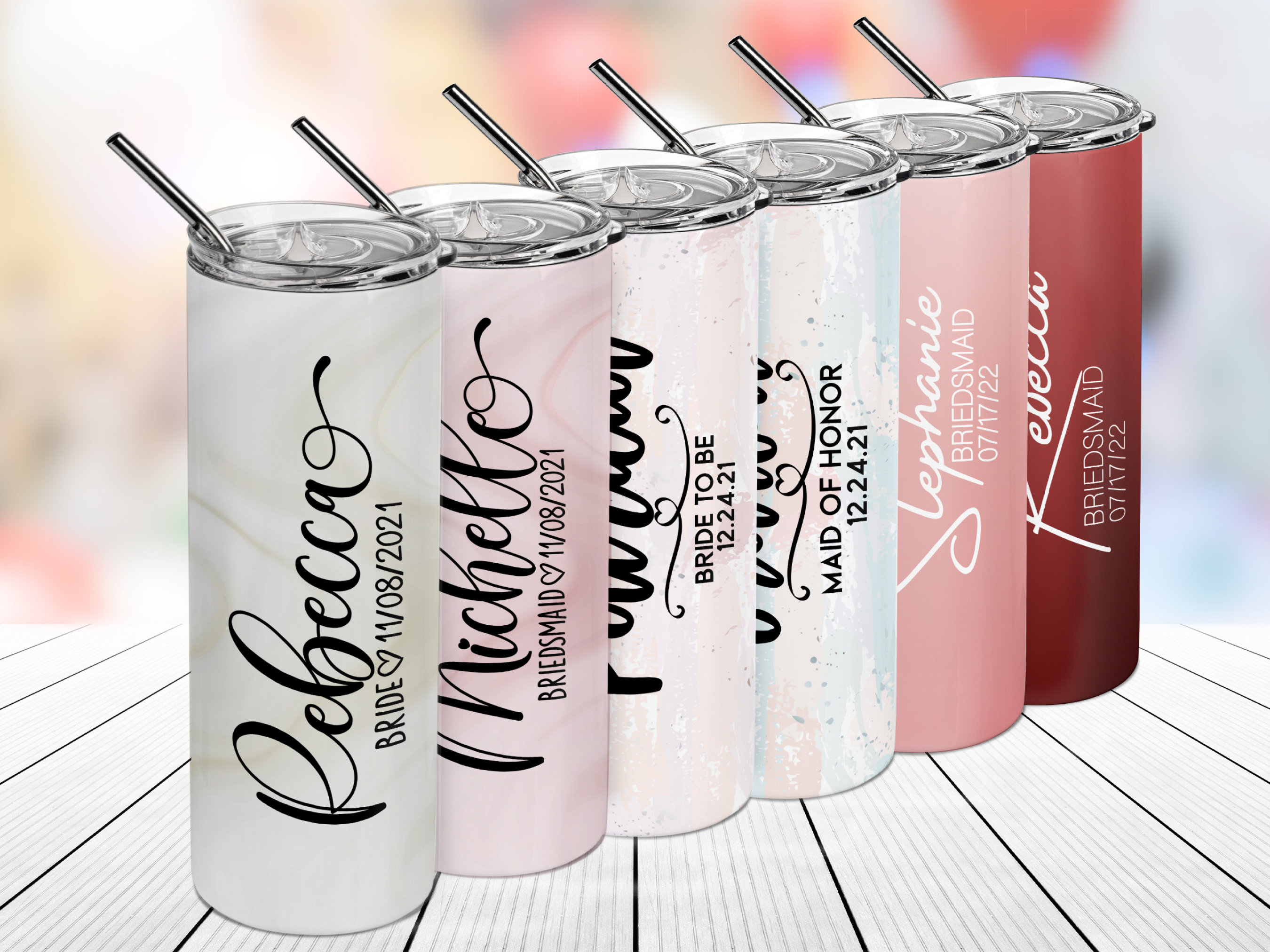 Personalized Bridesmaid Skinny Tumbler