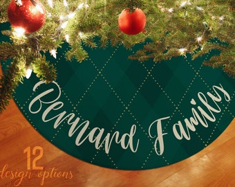 Personalized Christmas Tree Skirt | 36 Inches, 12 Designs | Family Tree Skirt, Custom Christmas Tree Decoration, Christmas Tree Base Cover