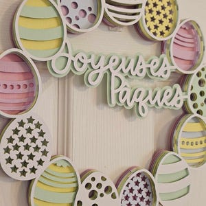 SVG en Français, Couronne Joyeuses Pâques, SVG Pâques, SVG 3D, svg, png, eps, dxf, fichier de découpe pour Cricut en français