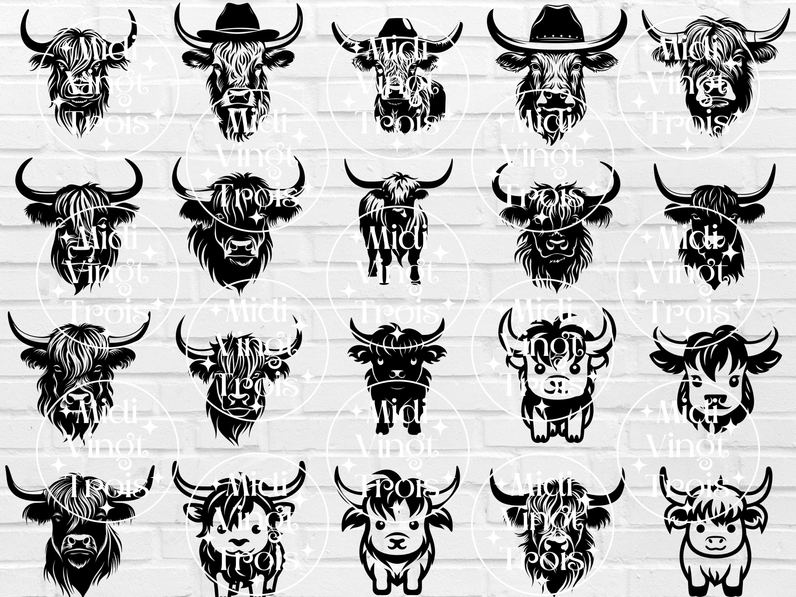 Big Highland Cows Svg Bundle, Cute Highland Cow, Highland Cow Mandala