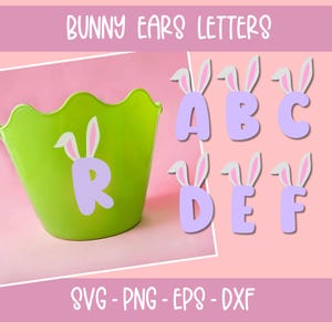SVG Lettres oreilles de lapins, SVG Pâques, Lettres lapins de Pâque, svg alphabet lapin, svg, png, eps, dxf, fichier de découpe pour Cricut