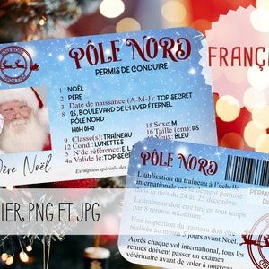 SVG en français | Permis de conduire Père Noël, SVG Noël en Français, Fichier Cricut de Noël en Français, Sublimation Noël, PNG en français