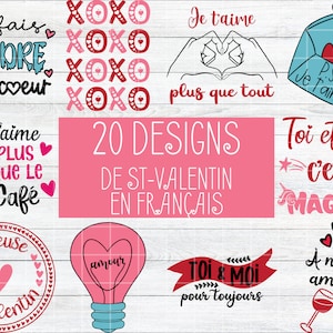 SVG bundel Valentijnsdag in het Frans, svg, png, eps, dxf, cricut silhouet snijden bestand, svg ik hou van je, Franse svg, Franse Valentijnsdag