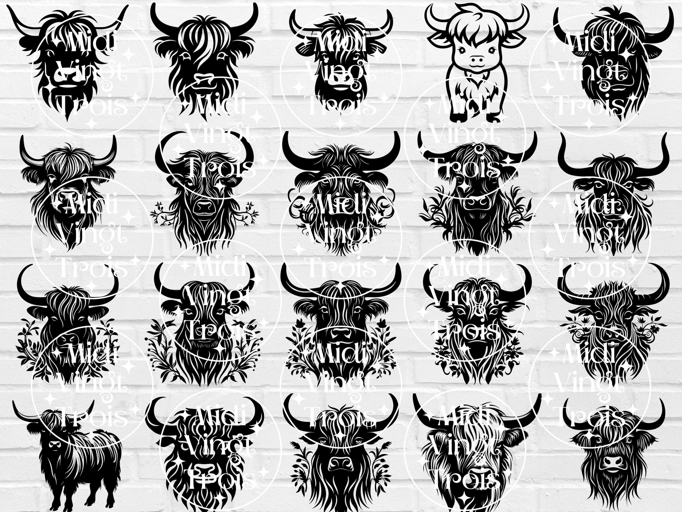 Big Highland Cows Svg Bundle, Cute Highland Cow, Highland Cow Mandala