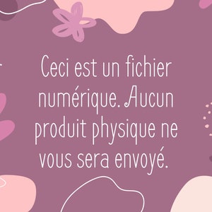 May include: A pink and white abstract background with a white text overlay that reads "Ceci est un fichier num&eacute;rique. Aucun produit physique ne vous sera envoy&eacute;."