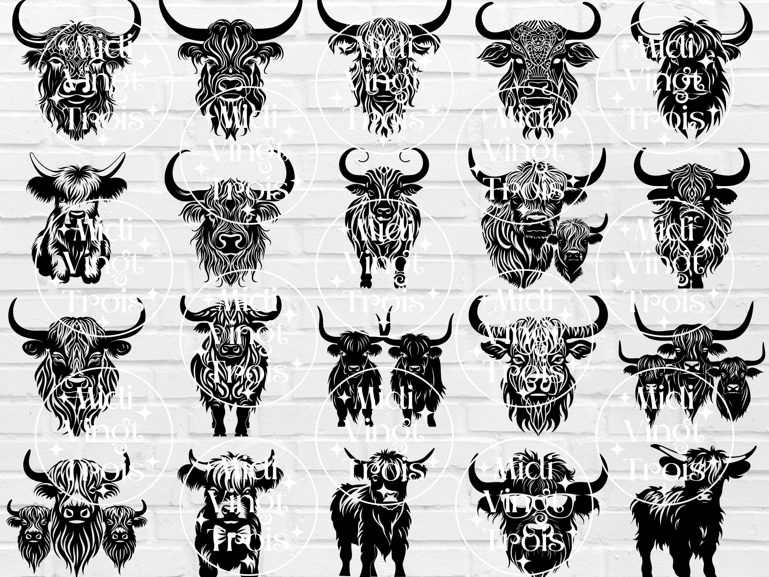 Big Highland Cows Svg Bundle, Cute Highland Cow, Highland Cow Mandala