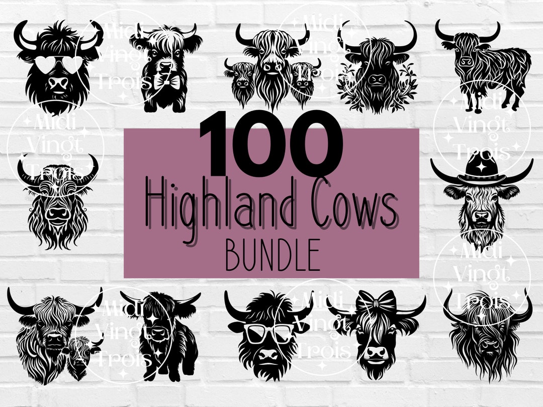 Big Highland Cows Svg Bundle, Cute Highland Cow, Highland Cow Mandala