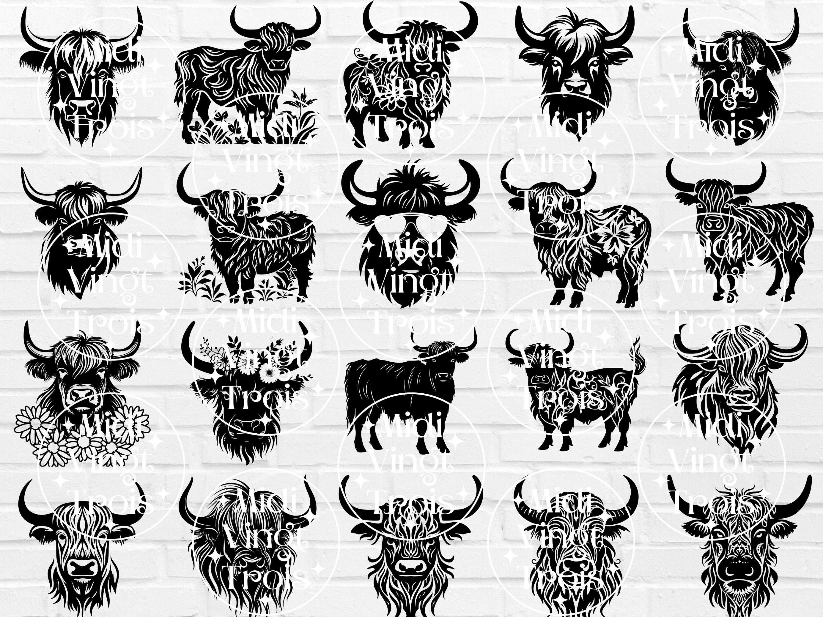 Big Highland Cows Svg Bundle, Cute Highland Cow, Highland Cow Mandala