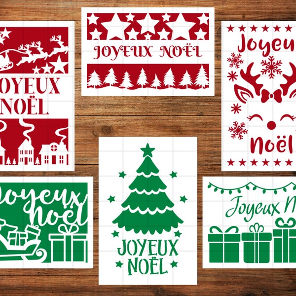 French Christmas SVG, Christmas Card SVG, French SVG, Cricut Paper Project, Cricut Silhouette Cutting Files, png, jpg, dxf, eps