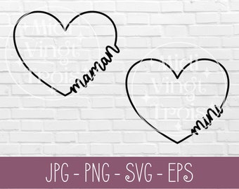 SVG in French | SVG for mom and me, Mom and mini heart, mother/child svg, French svg file, French Cricut, png, jpg, eps