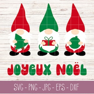 Christmas Gnomes SVG, Merry Christmas, Holiday Svg, Christmas Svg in french, Noël Svg, Instant Digital Download, Cut File, Jpg Eps Dxf Png