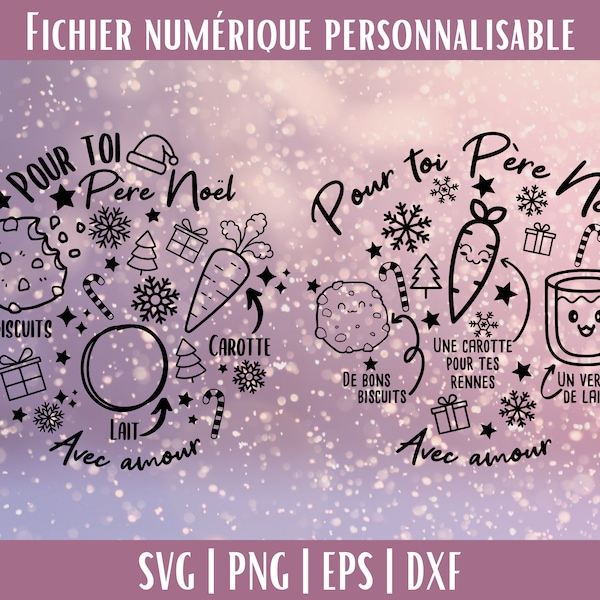 SVG en français | Plateau du Père Noël en Français, SVG Cricut Français, SVG Noël en Français, Assiette Père Noël, Fichier Noël, png, eps