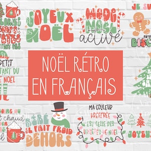 SVG in French | French Christmas File, French Cricut SVG, French Christmas SVG, Retro Style Christmas Designs, Merry Christmas, Cricut Noel