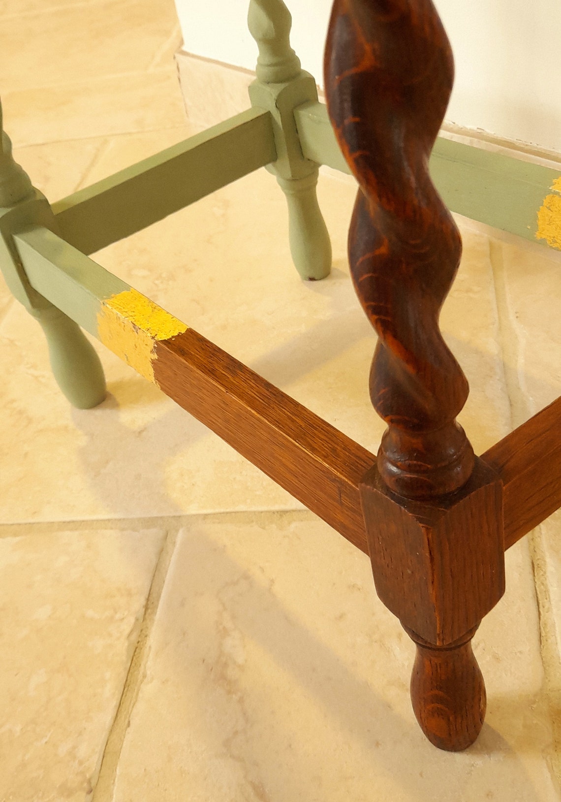 Upcycled Barley Twist Antique Side End Table Hand Painted in Etsy