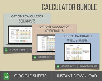 Options Calculator Bundle / Wheel + Covered Calls + Put Selling / Google Sheets Spreadsheet / Template
