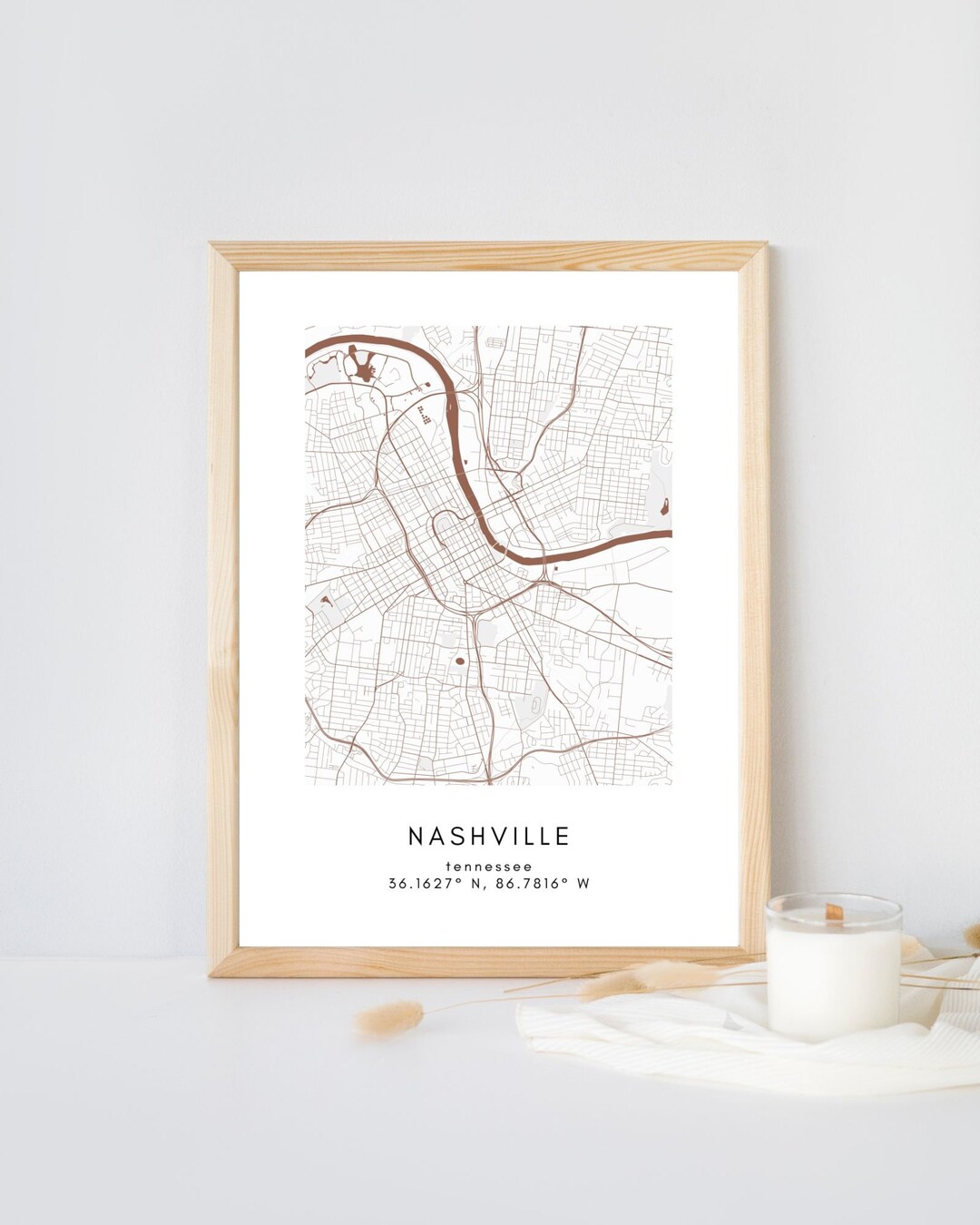 Nashville City Map Print Tennessee Map Print City Map Decor - Etsy