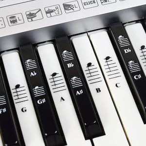Brand New | Piano and Keyboard  Full Set Stickers for White and Black Keys