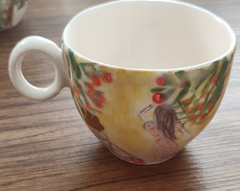 Tasse à café en céramique faite main, mug, résistant à la chaleur et au froid, cuisson à 1050 degrés, CERAMİC Cup'Cadeau de vacances pour elle, fait main, original,