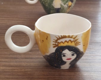 Handgefertigte Kaffeetasse aus Keramik, Kaffeebecher, hitze- und kältebeständig, bei 1050 Grad gebacken, CERAMİC Cup'Urlaubsgeschenk für Sie, handgefertigt, originell