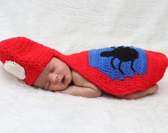 Crochet spider man Newborn Photography Prop/Infant Halloween Costume /Baby Shower Gifts/Jewel Newborn soft wool spider man outfit