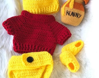 Crochet pooh outfit for photography outfit
