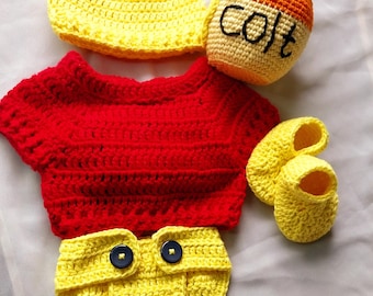 Crochet omly pooh bear  outfit for pdf pattern for 18 to 24 months (honey pot not include)