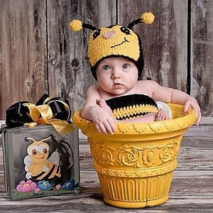 Bumble Bee Costume, Crochet Honey Bee, Baby Boy Girl, Spring Photos Newborn Outfit, Halloween Photo Shoot, Cake Smash, Shower Gift Idea