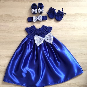 crochet headband tutu dress Newborn Tutu Dress with Polka Dot Bow & Headband