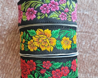 Medieval Trim, Jacquard Ribbon, Floral Embroidery for Sewing Garden Tea Party Dress