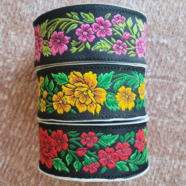 Medieval Trim, Jacquard Ribbon, Floral Embroidery for Sewing Garden Tea Party Dress