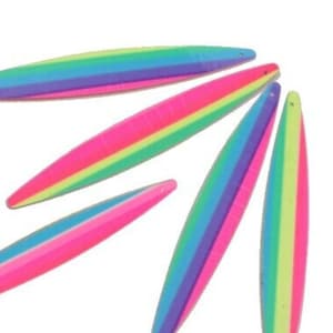 Large Feather Shape Rainbow Sequins (2.75" long, 20 count), Giant Individual Sequin for Drag Dress, Carnival Samba Costume, LGBTQ+ Pride