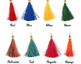 Tassels with Pearl and Gold Top (One Pair) in Bright Colors for Carnival, Samba Costume, Tribal and Belly Dance, Circus and Performance Art