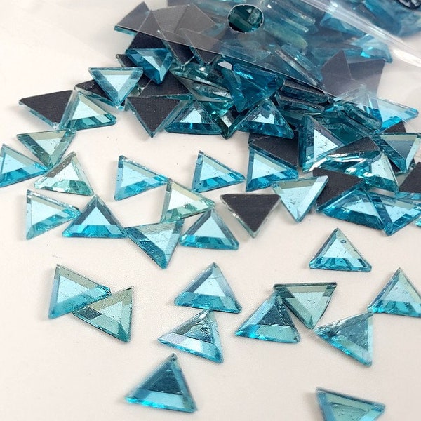 Triangle Hotfix Rhinestones (1 Gross), Blue Pink Green Glass Iron-On Crystals, Dance Costume Jewels for Pageant Dress, Showgirls, Rave Bra