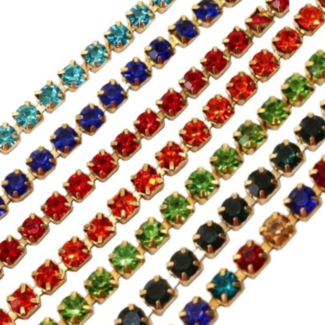 3mm Rhinestone Chain Trim, Gold Setting, Costume Embellishment - Etsy