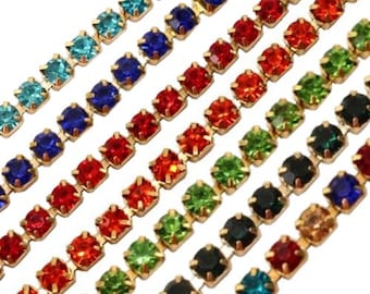 Rhinestone Chain Trim (3mm) for Samba and Carnival Costume, Ballroom and Skating Dress, Burlesque Showgirl, Drag and Princess Fae Cosplay